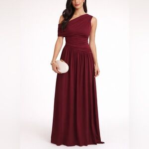 Elegant Off-Shoulder Burgundy Dress